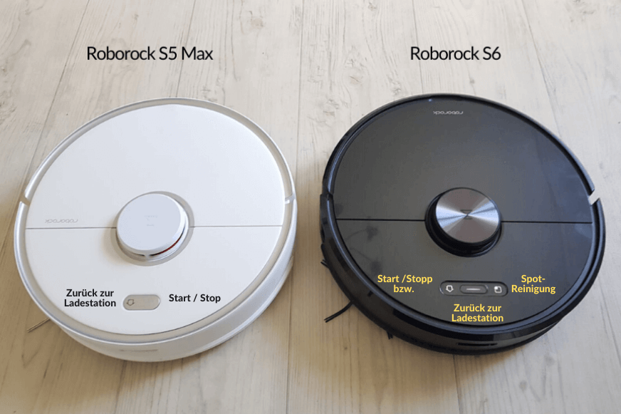 Bedienknöpfe des Roborock S5 Max und des Roborock S6